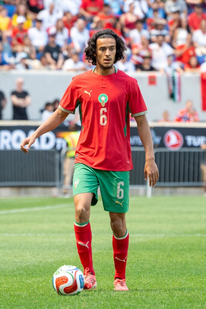 Ayyoub Bouaddi during Morocco v Norway on 7 June 2026. Photo: Bryan Berlin, CC BY-SA 4.0 via Wikimedia Commons.